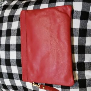 Laura DiMaggio red leather clutch